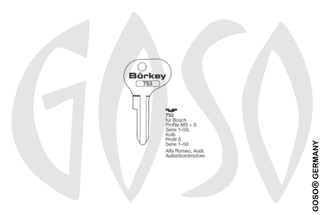Boerkey cylinder key for BOSCH/Alfa Romeo/Audi/Outside board motors BO-753 L