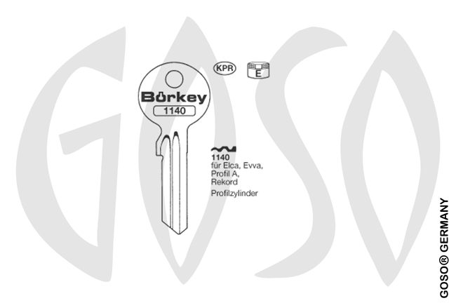 Boerkey cylinder key KL-EV10-A S-EV10X BO-1140 JMA-EV-6D