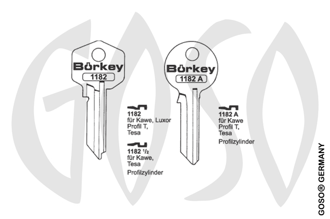 Boerkey cylinder key KL-TES5 S-TE2 BO-1182 JMA-TE-8I