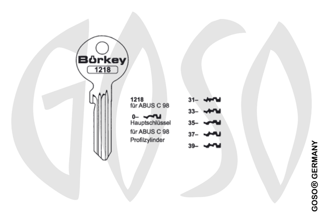 Boerkey cylinder key KL-CA13D-A S-CS13 BO-1218 JMA-CI-2