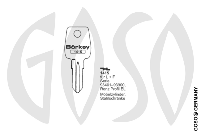 Boerkey cylinder key  KL-LF24S S-LF22R BO-1415 JMA-LF-8D