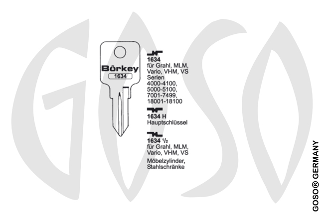 Boerkey cylinder key  KL-MLM1 S-MLM1 BO-1634 JMA-MLM-5