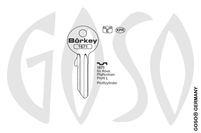 Boerkey cylinder key  KL-PFA1S S-PHF2R BO-1671 JMA-PFA-4