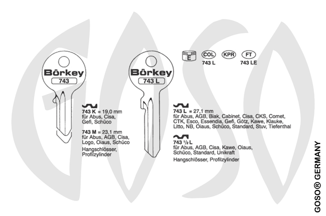 Boerkey cylinder key KL-ABU1-A S-AB1X BO-1186 JMA-CI-6D