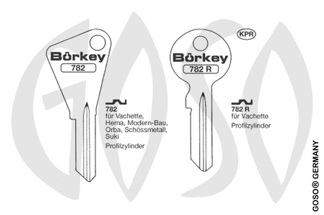 Boerkey cylinder key KL-VC2 S-VAC2 BO-782 JMA-VA-8D
