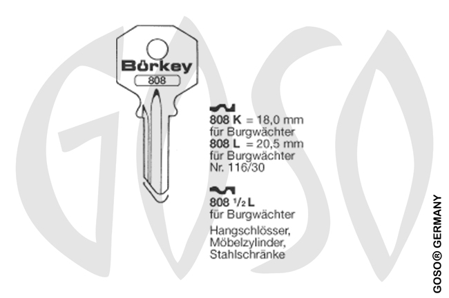 Boerkey cylinder key KL-BU1 S-BUR2 BO-808L JMA-BUR-2D