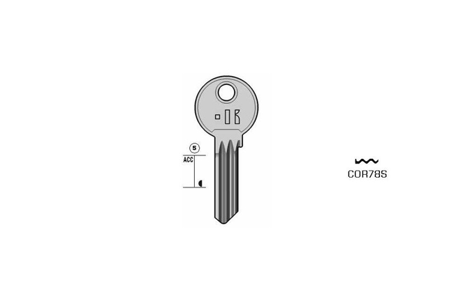 cylinder key Standard steel  KL-COR78S S-CB78R BO- JMA-COR-48
