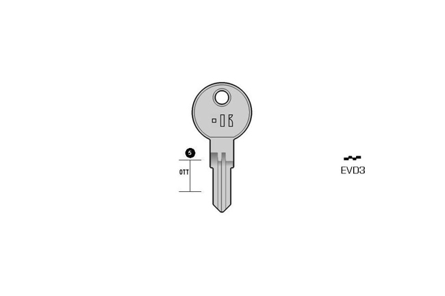 cylinder key Standard steel  KL-EVD3