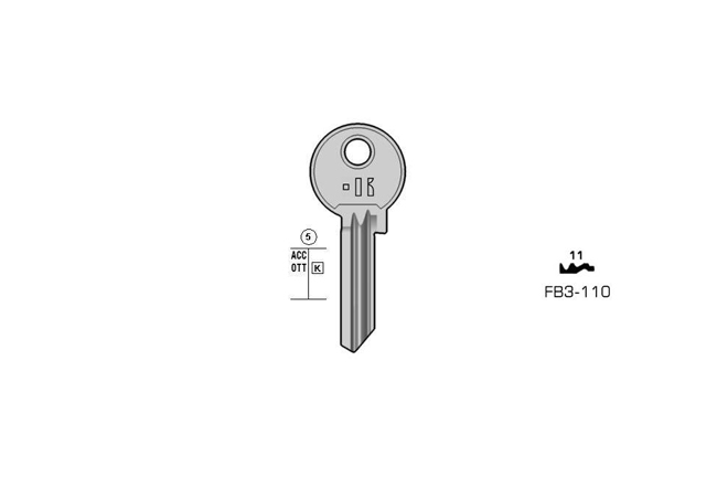cylinder key Standard steel  KL-FB3-110 S-FB1 BO-1177 JMA-FB-1