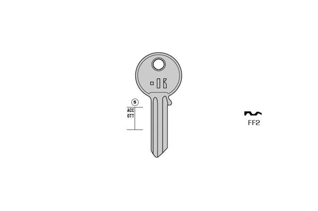 cylinder key Standard steel  KL-FF2 S-FF1 BO-17090T12A JMA-FF-2D