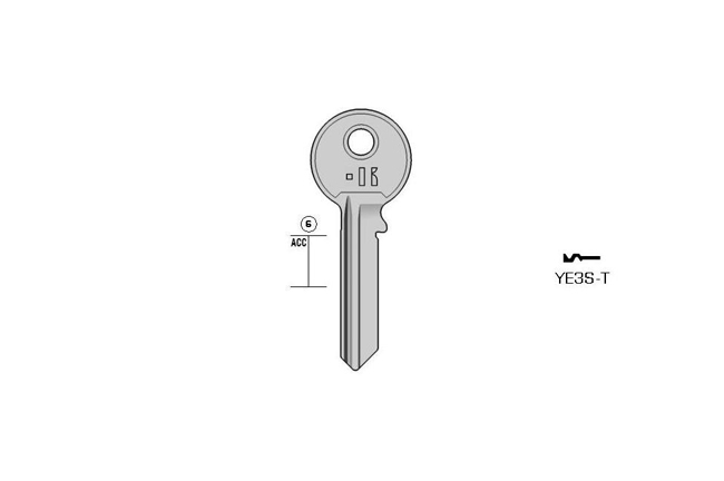 cylinder key Standard steel  KL-YE3S-T S-YA2R BO-213-1/2 JMA-YA-28