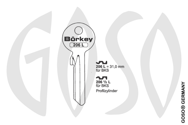 Boerkey cylinder key  KL-YE13 S-YA5 BO-206L JMA-YA-17D