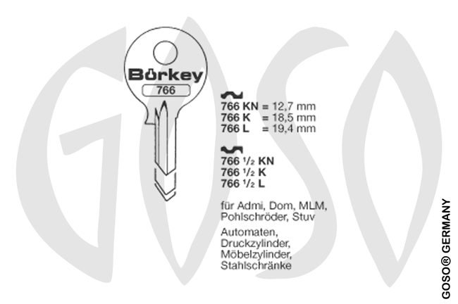 Boerkey Zylinderschlssel Standard Stahl  BO-766L