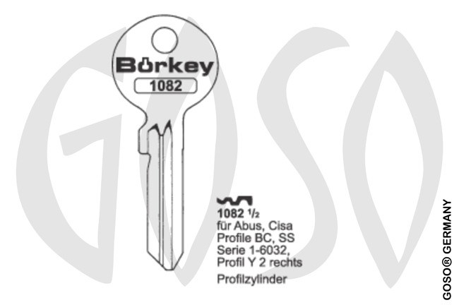 Boerkey cylinder key KL-ABU11S  S-AB10R BO-1082 1/2  JMA-ABU21