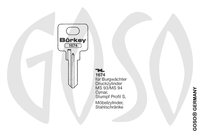 Boerkey cylinder key  BO-1674