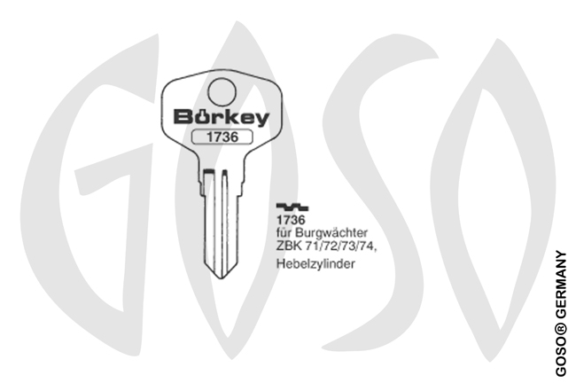 Boerkey cylinder key  BO-1736
