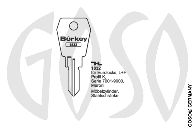 Boerkey cylinder key  BO-1832
