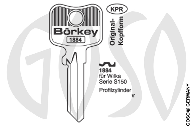 Boerkey cylinder key KL-WI2 S-WK55 BO-1884 JMA-WIL-5D