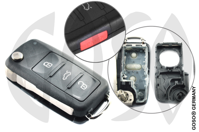 Key Shell for VW Seat key 4T schwarz HU66 0862-8