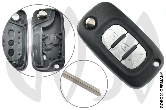 Key Shell for Renault remote key housing blank 3 buttons VA2ERS8 0879