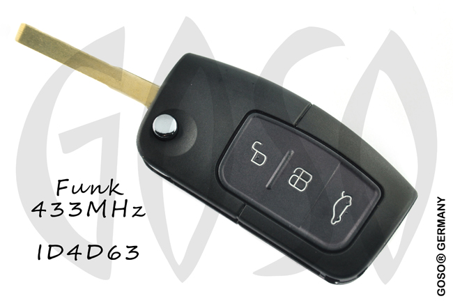 Silca - HU101R10 Remote Key for Ford  ID4D63 WR DST 80 Bit funk key transponder 3 buttons ZR552