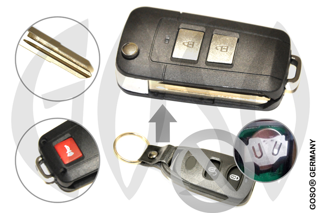 Klappschlüssel Gehäuse 2 Tasten Schlüssel Rohling für Kia Picanto