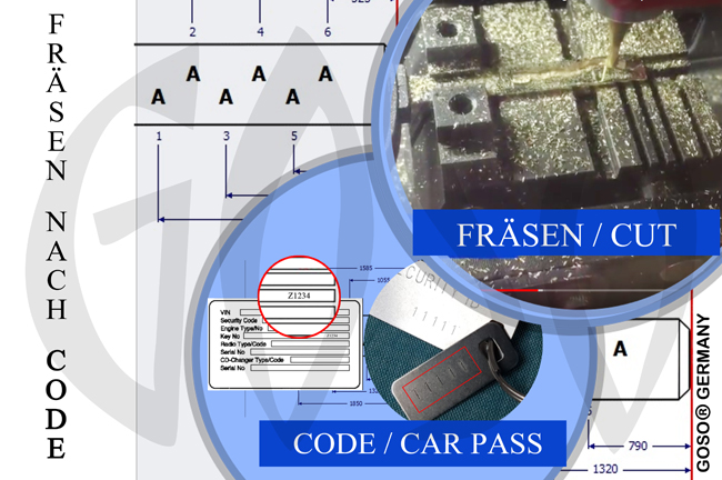 Service: Fahrzeugschlssel Rohling frsen nach Keycode/Original 2002