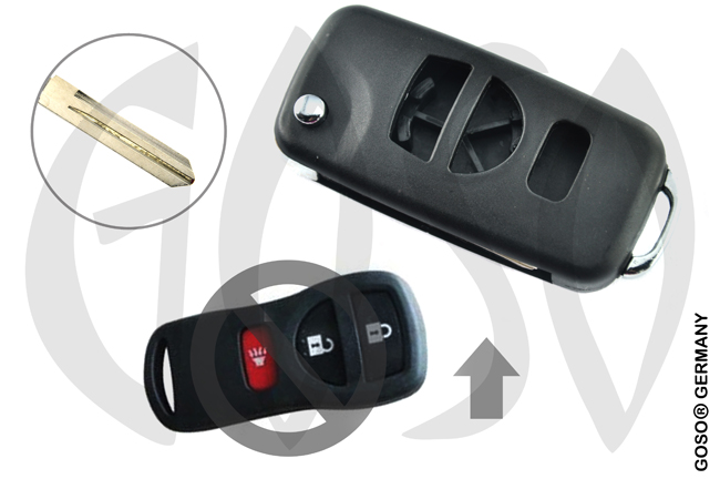 Key Shell for Nissan case folding keys 3 keys 2224