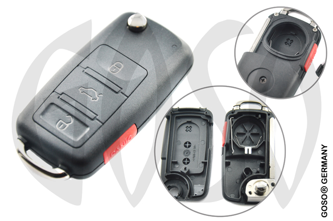 Klappschlüssel für Volkswagen - Seat- Skoda - 2 Tasten - 434 Mhz -  1J0959753CT / AG - After Market Produkt