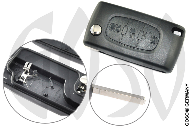 remote key for Citroen folding key 3 buttons 2316-2