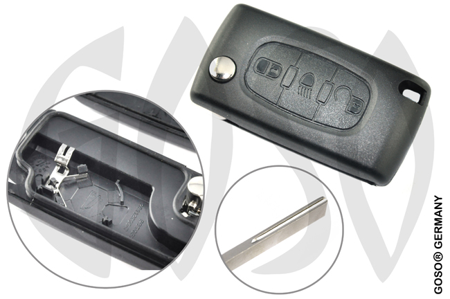 Key Shell for Citroen remote key folding key 3 buttons 2330