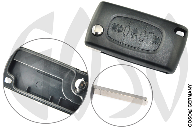 Key Shell for Citroen remote key folding key 3 buttons 2576