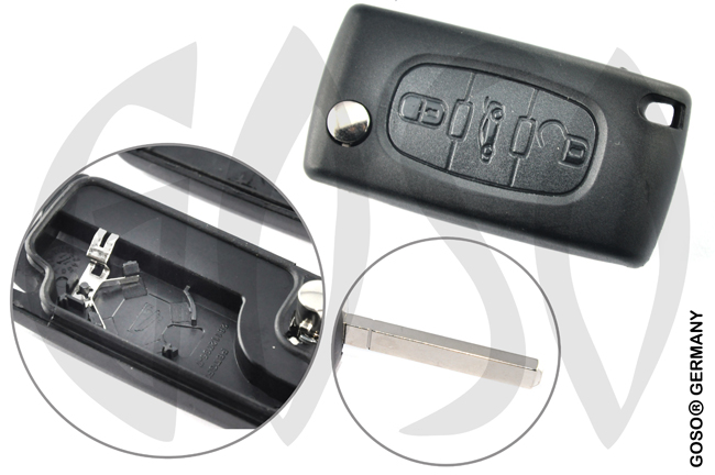 Key Shell for Citroen Fiat  remote key folding key 3 buttons  2613