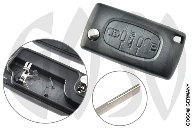 Key Shell for Citroen remote key folding key 3 buttons HU83BRS8 2637-3
