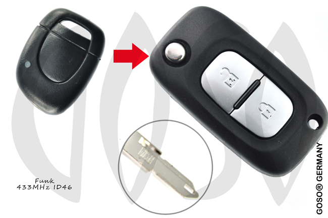 Remote Key for Renault 433MHZ ASK ID46 PCF7947 1T NE73 3382-3