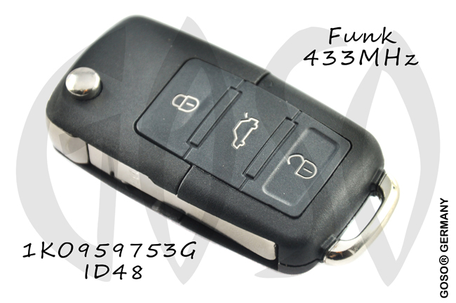 Remote Key for VAG VW Seat Skoda  433MHZ ASK 1K0959753G ID48 3T HU66 4426