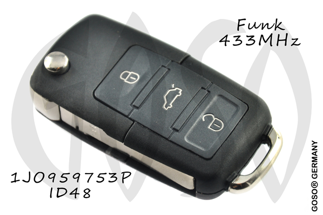 Remote Key for VAG VW 433MHZ ASK 1J0959753P ID48 3B 4518