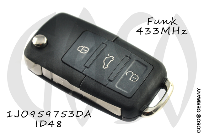 Remote Key for VAG VW Seat Skoda  433MHZ ASK 1J0959753DA ID48 3B 4594