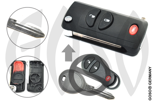 Key Shell for Chrysler 3 Buttons Modified Flip Key Shell 4785
