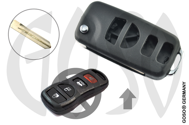 Key Shell for Nissan case folding keys 4 keys Panic 4877