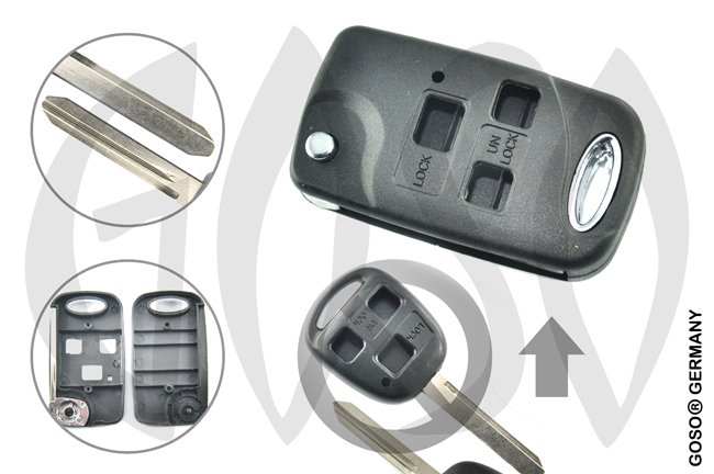 Key Shell for Toyota 3 button remote key blank housing 5423