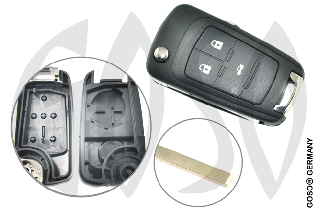 Buick Remote Flip Key Shell for opel 3 Button HU100 5454-3
