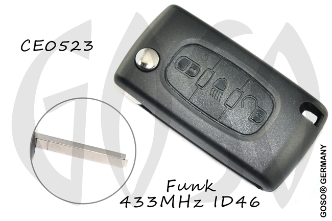 Funkschlssel f. Citroen Peugeot ID46 CE0523 433MHz FSK VA2 3T PCF7941 L 6079-6