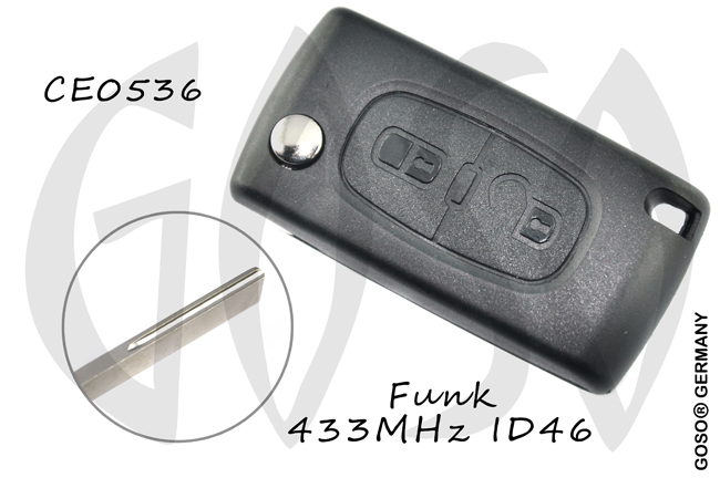Remote Key for Citroen Peugeot ID46 CE0536 PCF7961 433MHz ASK HU83 2B 6178