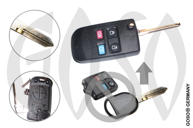 Key Shell for Ford Tibbe funk key folding key housing 4 buttons 7618