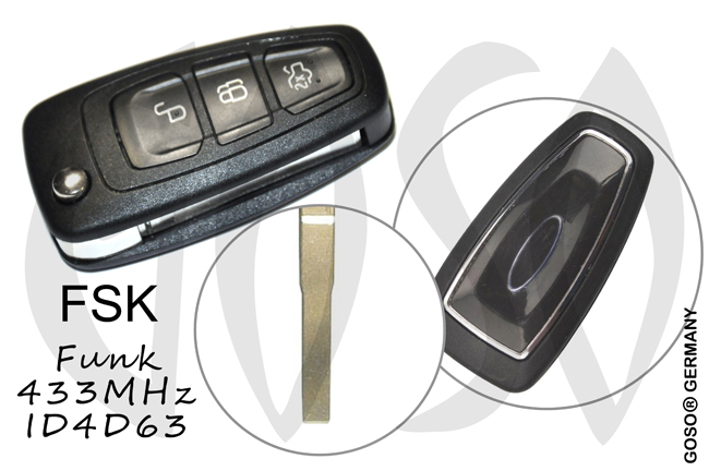 Silca - Remote Key for Ford 433MHZ FSK ID4D63 DST40 HU101AR24 3T 2750