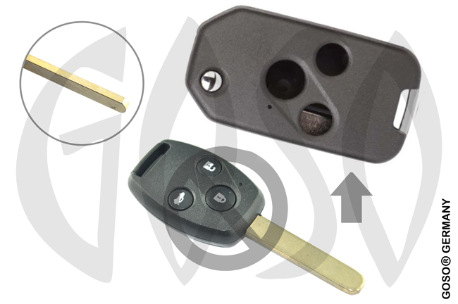 Key Shell for Honda 3 button key shell Flipkey HON66 8981-3