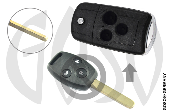 Key Shell for Honda Accord 3 button key shell Flipkey HON66 8981-4
