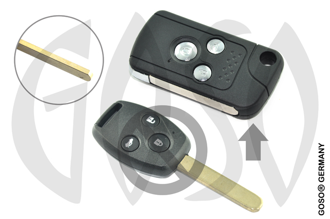 Key Shell for Honda 3 button case with HON66 Klappschlssel 8981