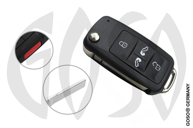 Key Shell for VAG Audi VW Seat Skoda Flipkey HU66 5T Panic 9889-2